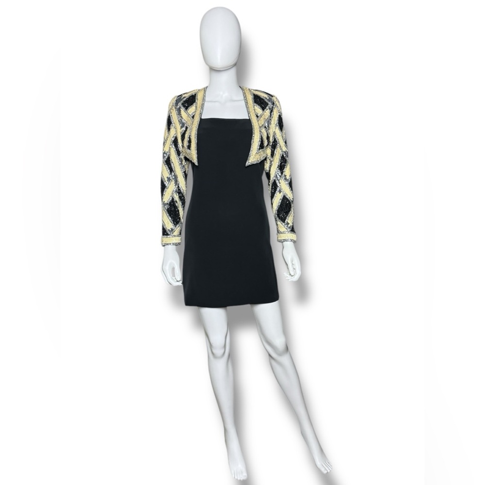 1980s Bob Mackie Black Dress with Faux Sequin Bolero